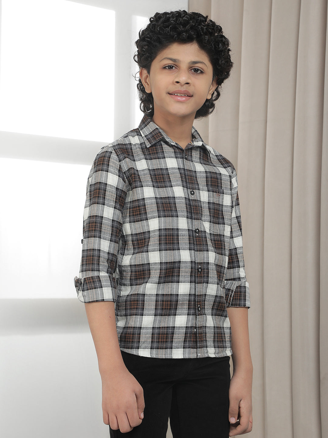 Grey Checked 100% Cotton Shirt