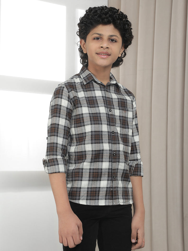Grey Checked 100% Cotton Shirt