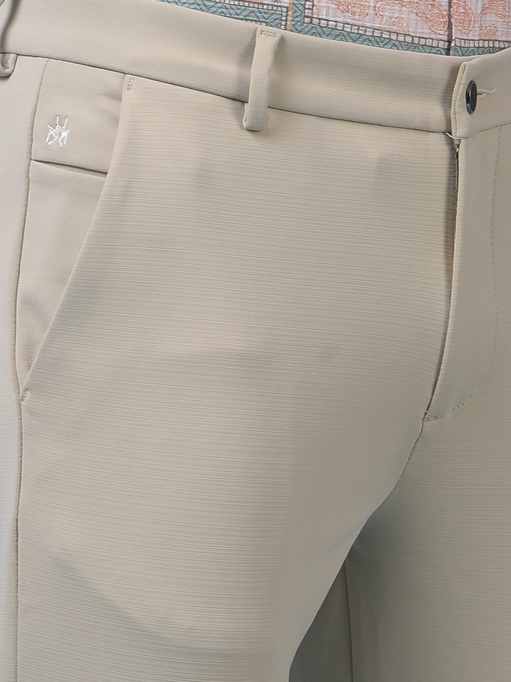 Snatched Textured Beige Trousers