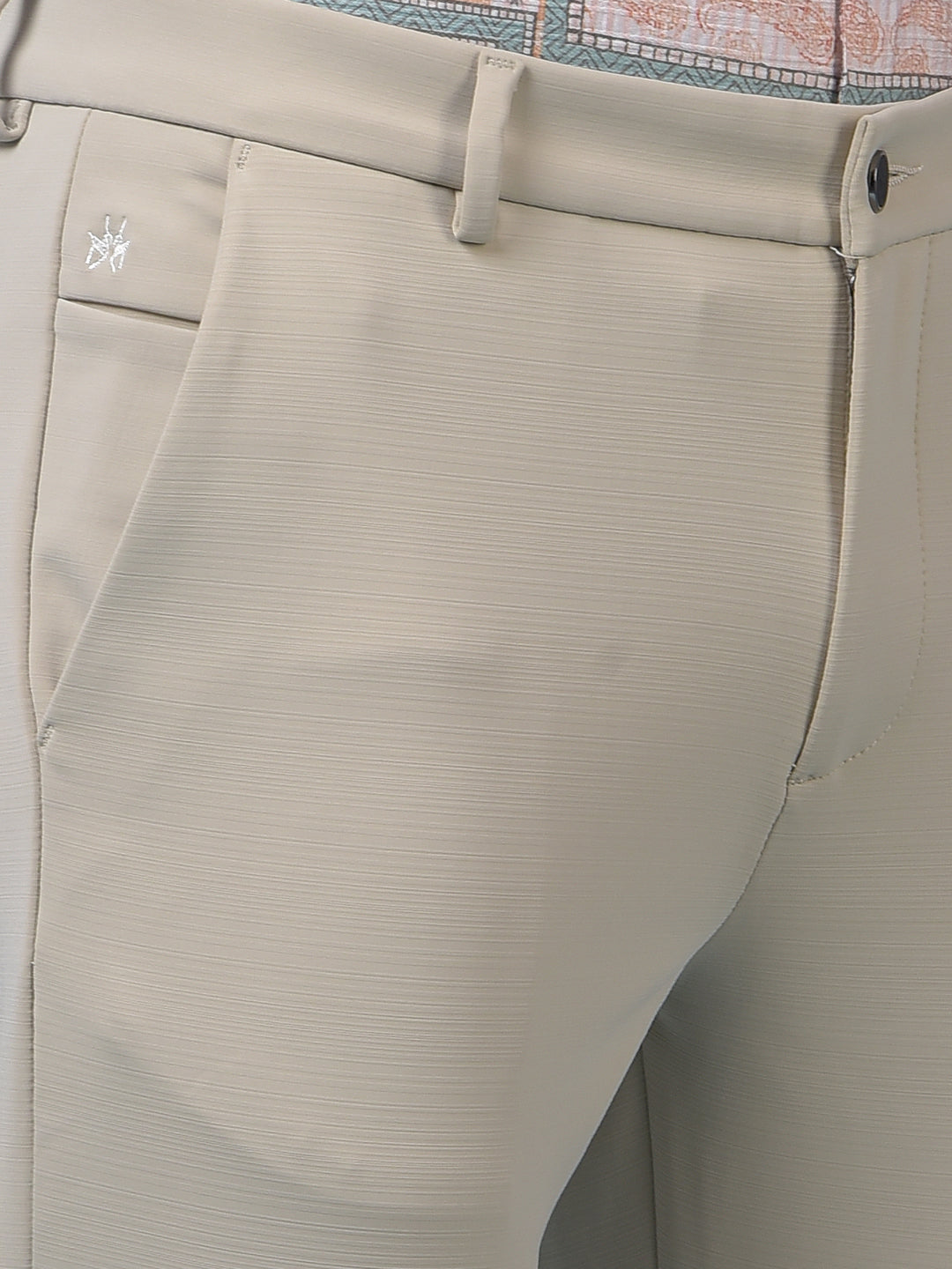 Snatched Textured Beige Trousers