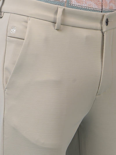 Snatched Textured Beige Trousers