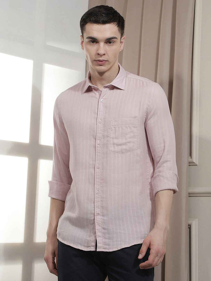 Pink Vertical Stripes Shirt