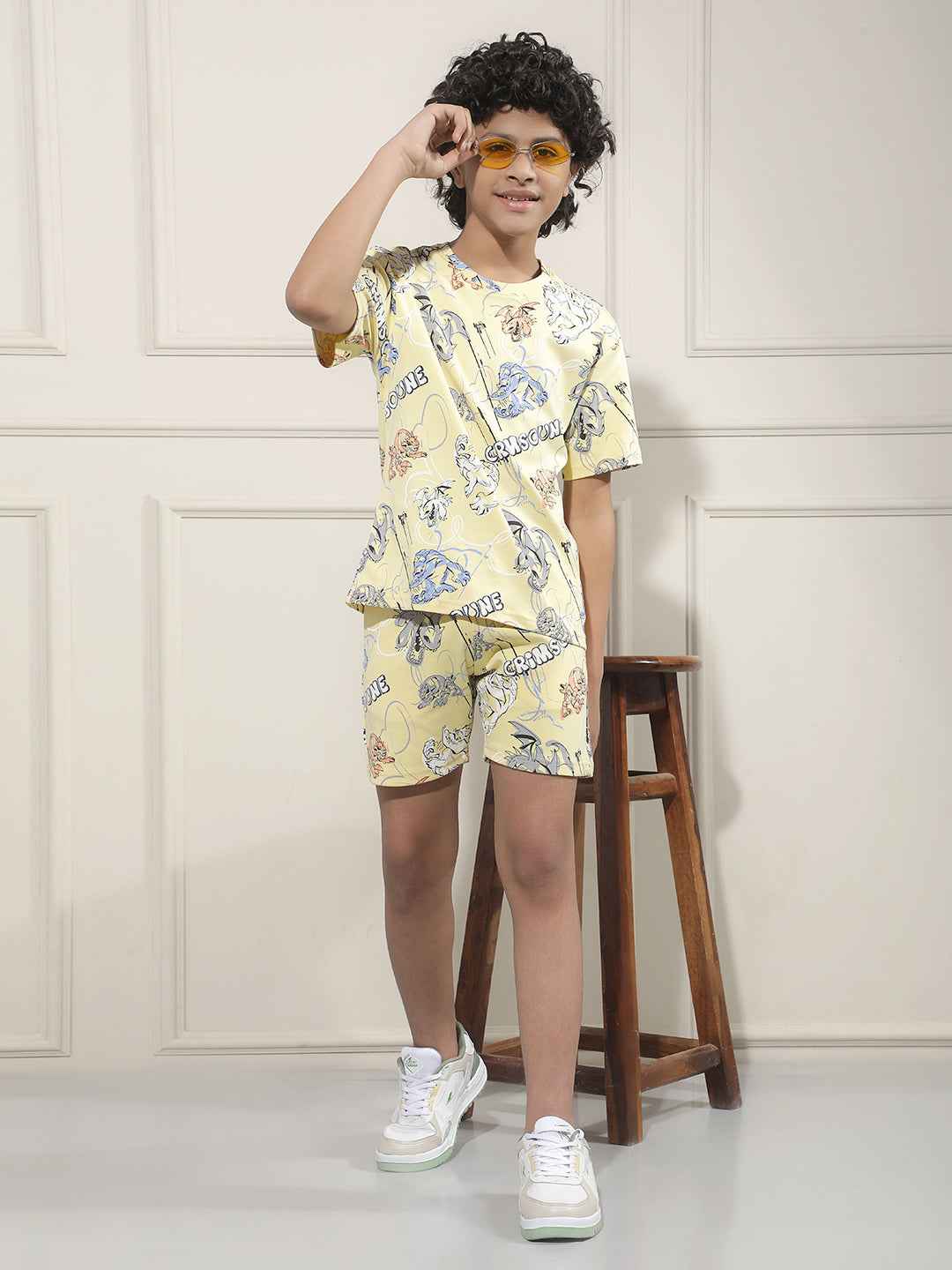 Playful Yellow Artistic Shorts