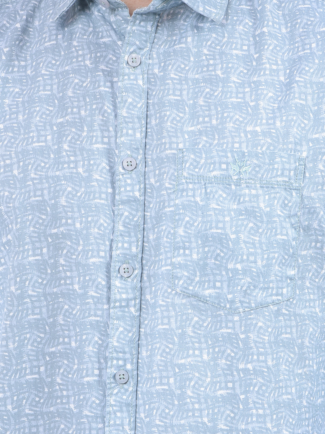 Blue Printed 100% Cotton Shirt-Men Shirts-Crimsoune Club