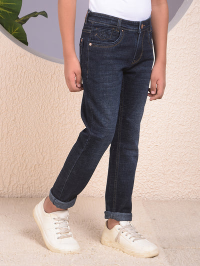 Sleek Dark Wash Slim Fit Blue Jeans