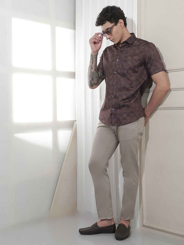 Wine Botanical Print Shirt