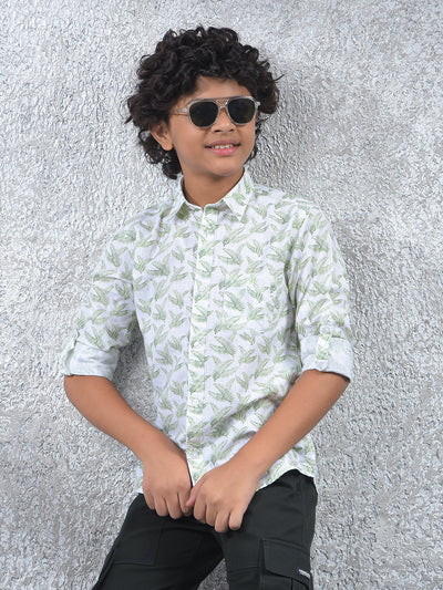 Oversized White Floral Print Shirt