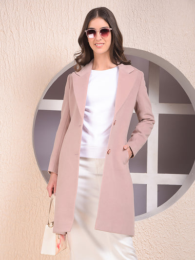 Pink Notched Lapel Single-Breasted Coat
