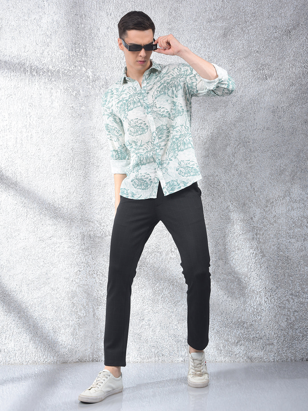 Green Floral Print Kurta-Men Kurtas-Crimsoune Club