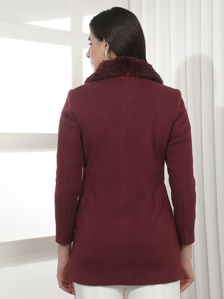 Maroon Mid-Thigh Length Coat