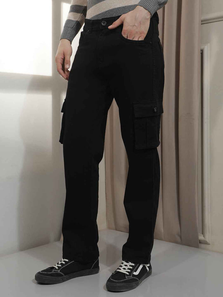 Modern Black Streetwear Cargo Jeans