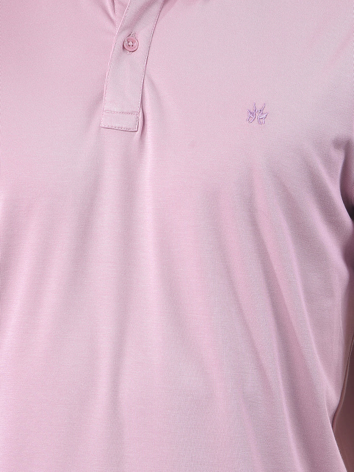 Peach Polo-Neck T-Shirt