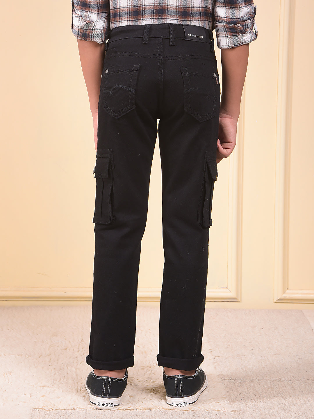 Black Straight Cargo Jeans