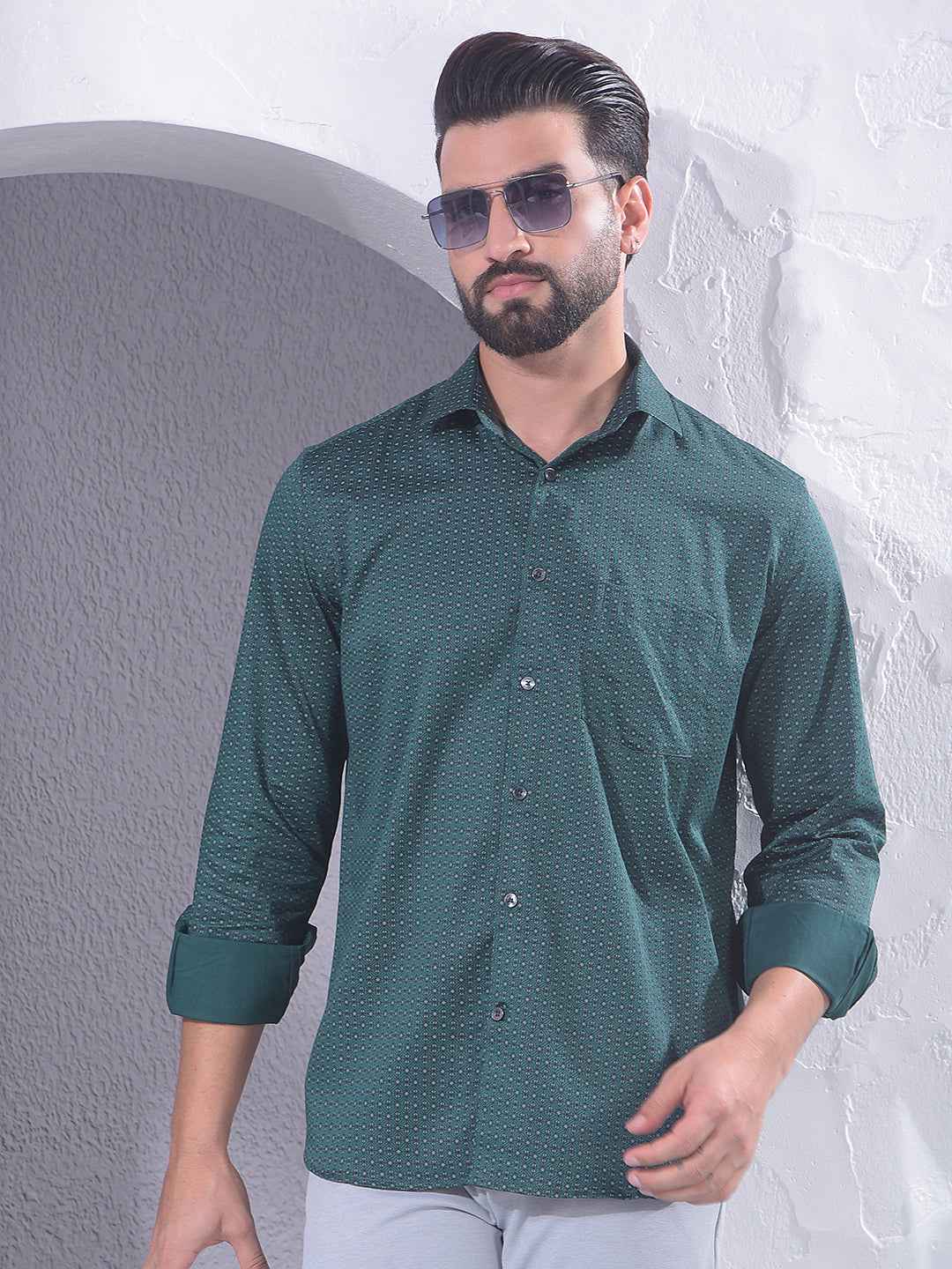 Green Abstract Print Shirt