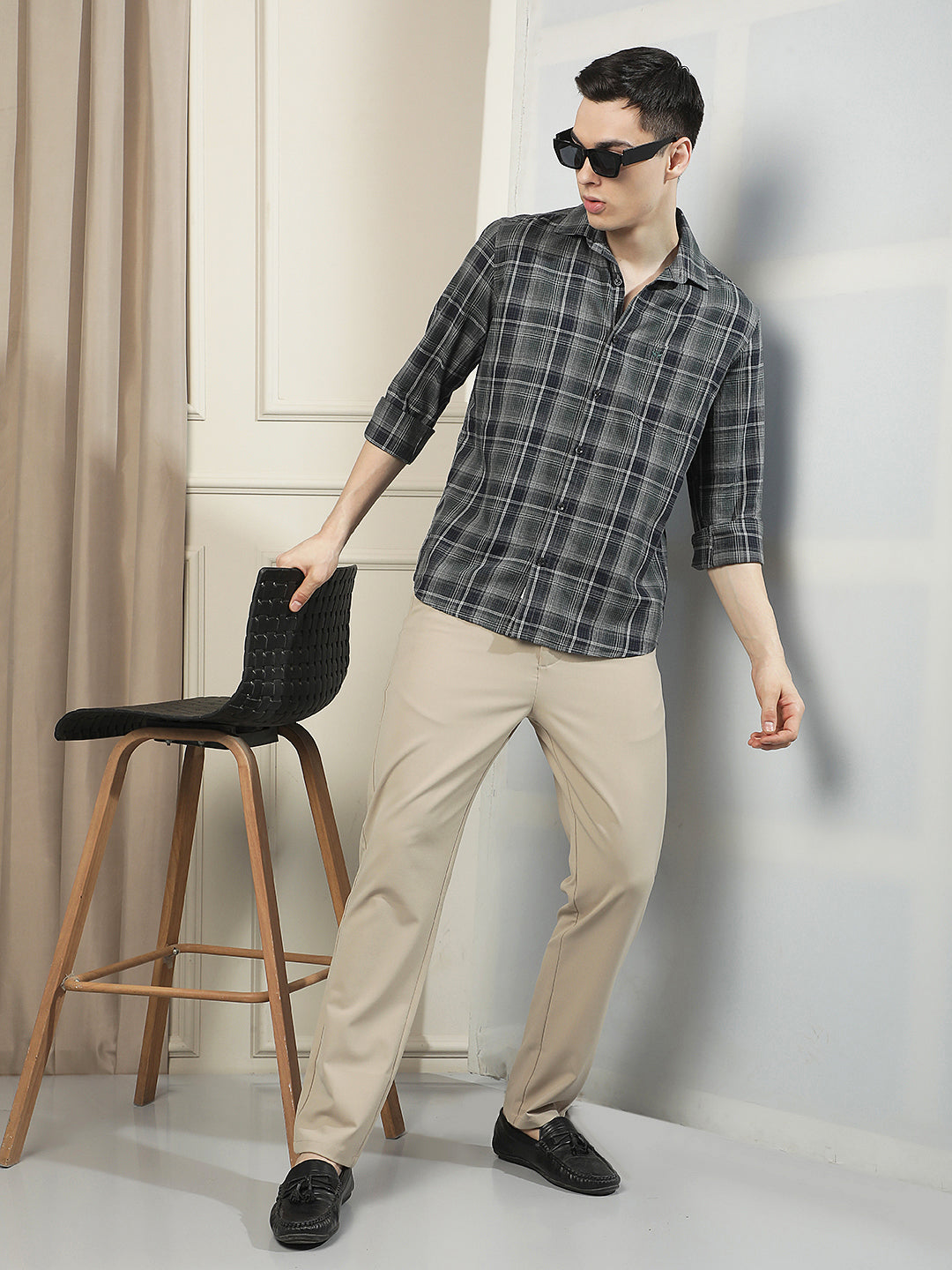 Fern Green 100% Cotton Checked Shirt