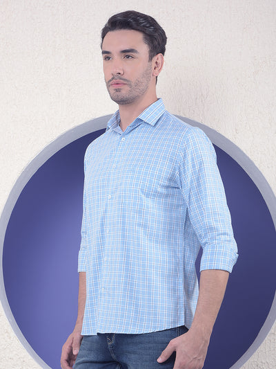 Blue Checked 100% Cotton Shirt