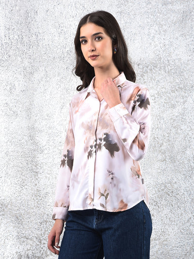 Peach Floral Print Shirt
