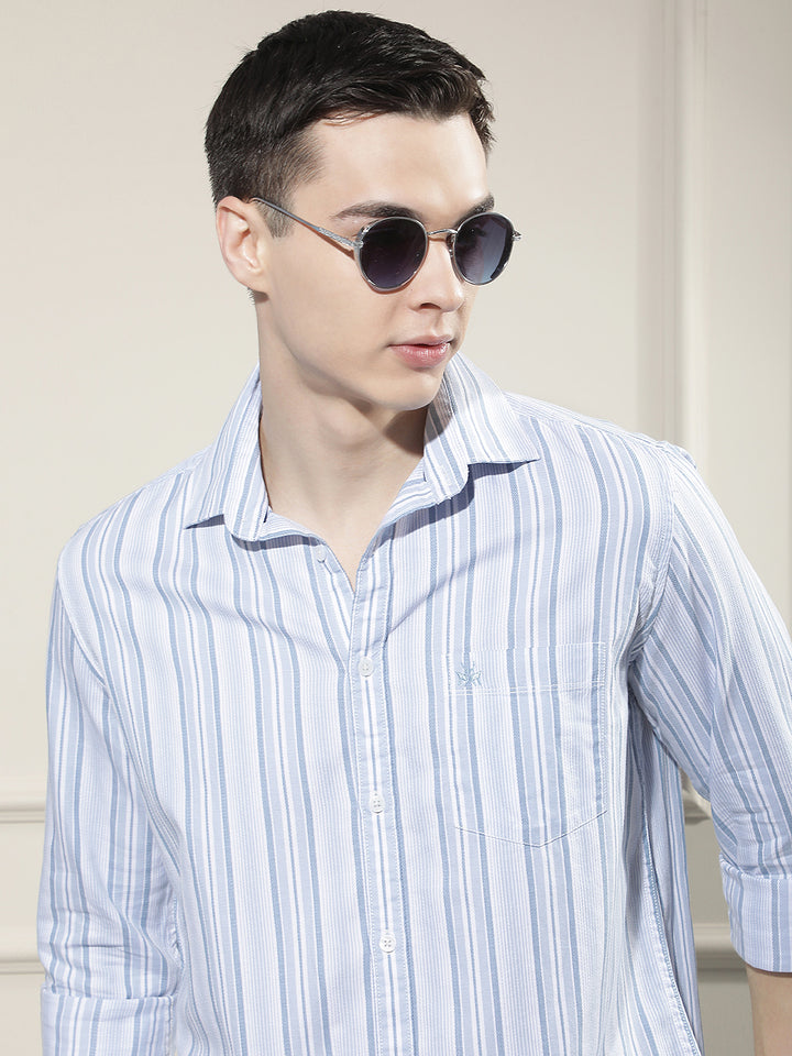 Blue Vertical Stripes 100% Cotton Shirt