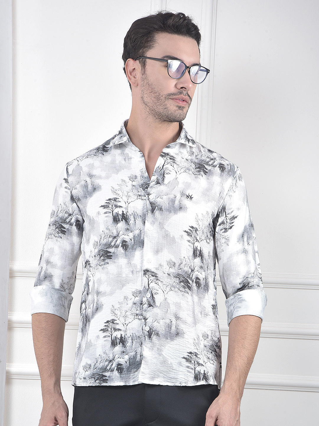 Grey Floral Print Shirt