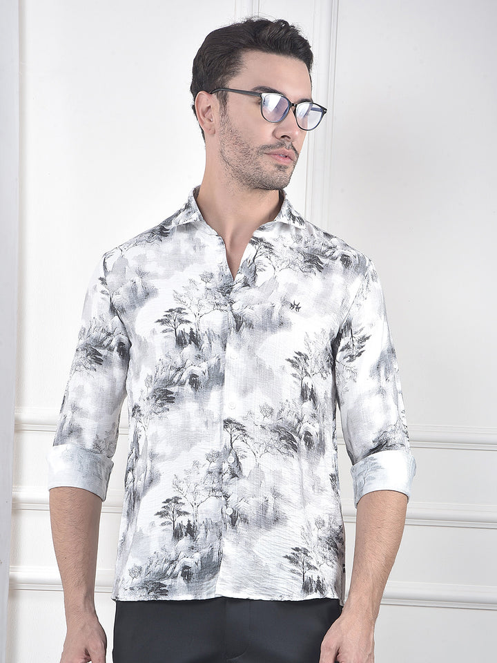 Grey Floral Print Shirt