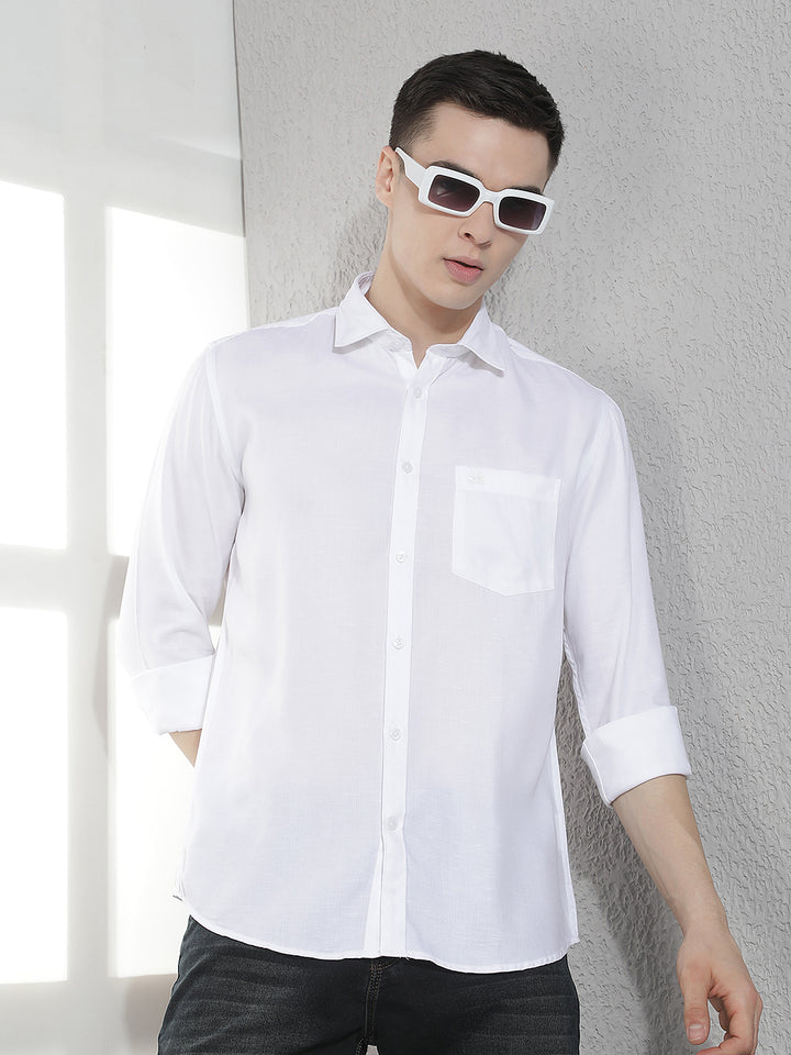 Suave Pristine White Casual Shirt