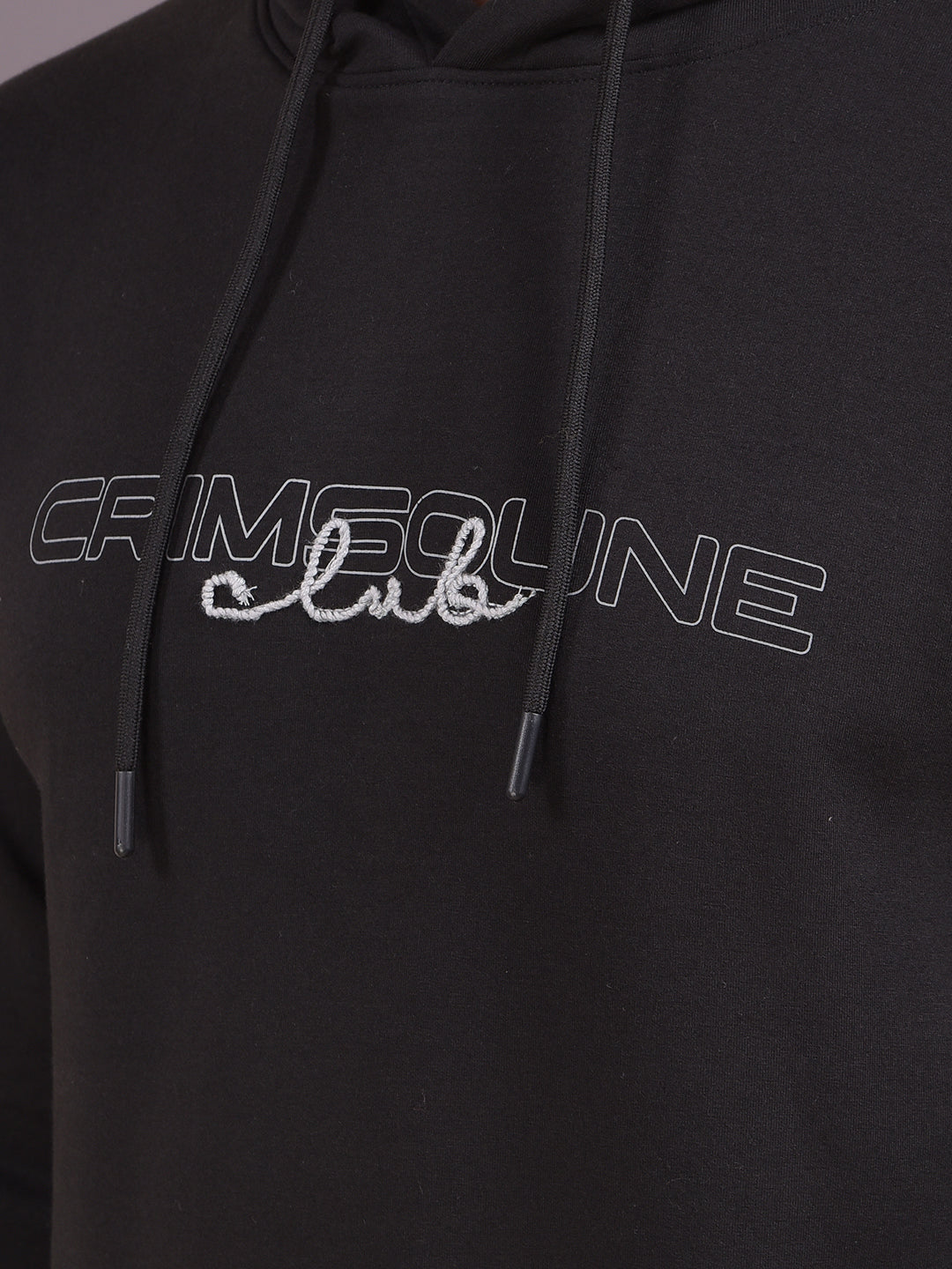 Black Embroidered Hooded Neck Sweatshirt