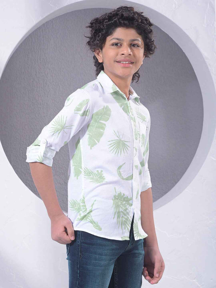 Green Floral Print 100% Cotton Shirt