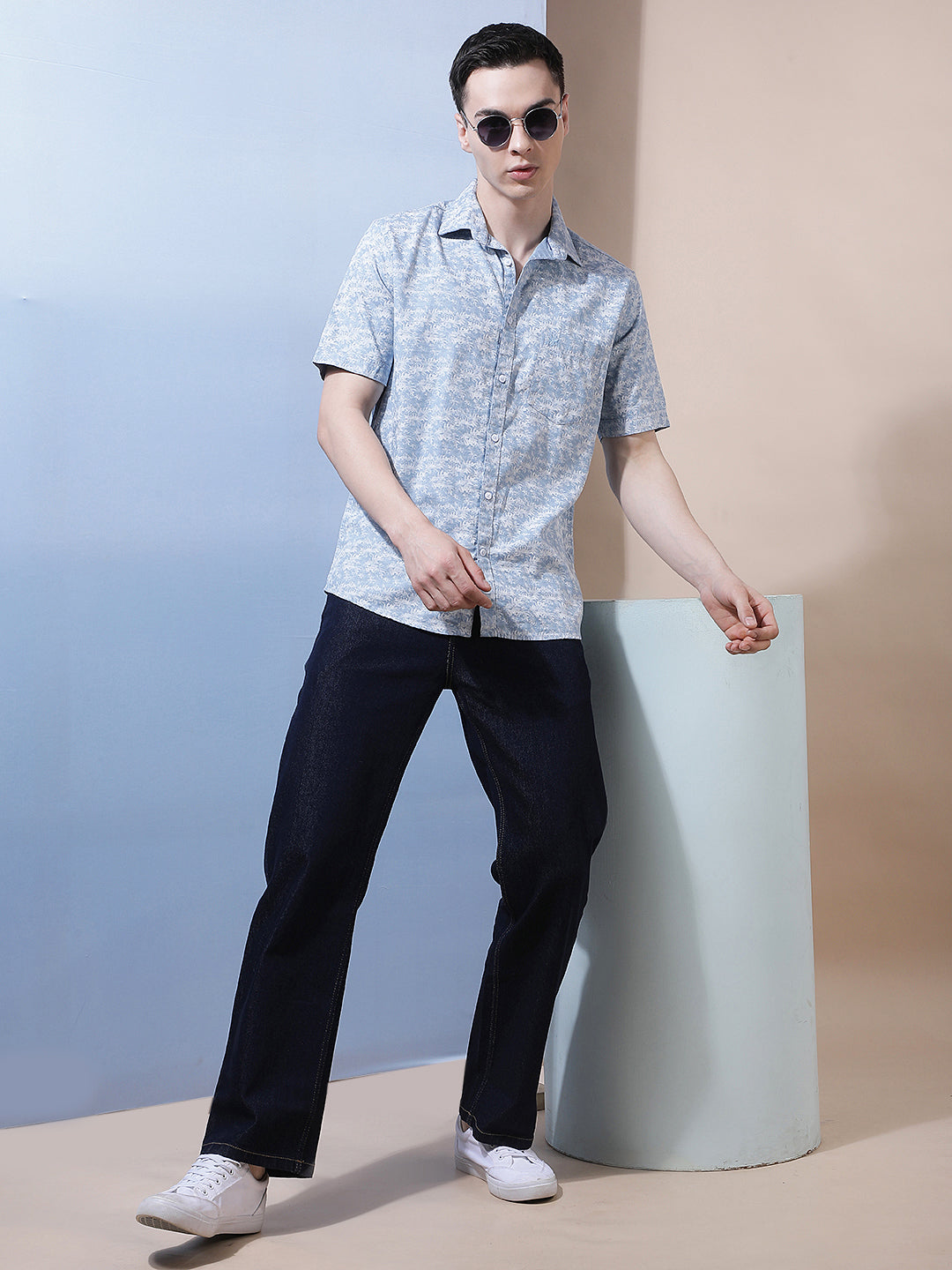 Blue Floral Print Shirt