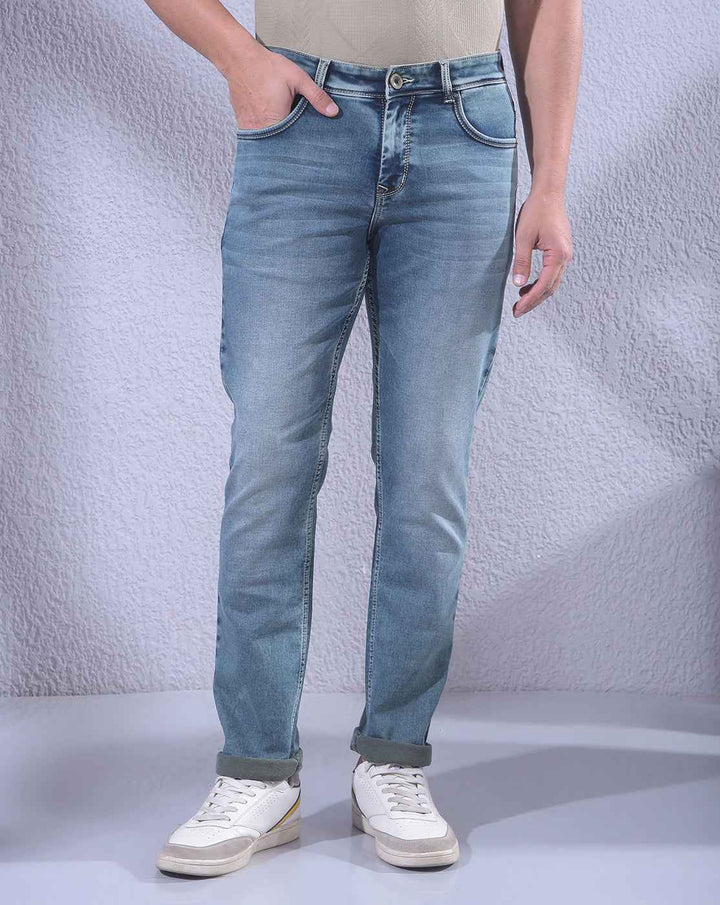 Fresh Light Blue Stretch Trendy Jeans