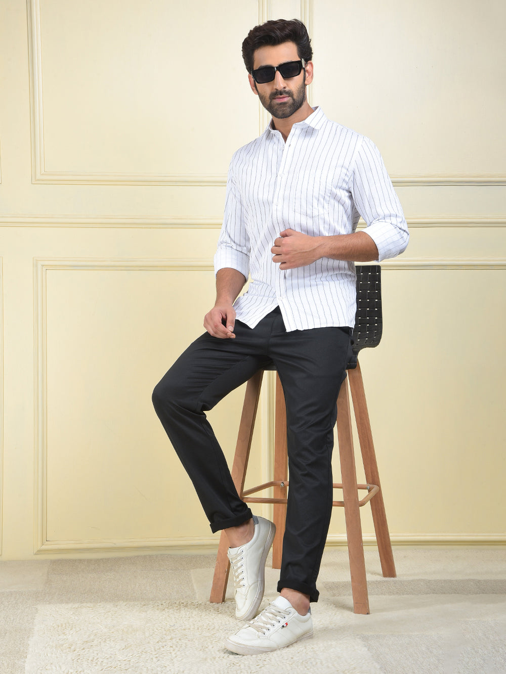 White Vertical Stripes Shirt