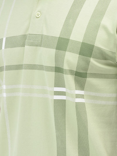Green Printed Polo Neck T-Shirt
