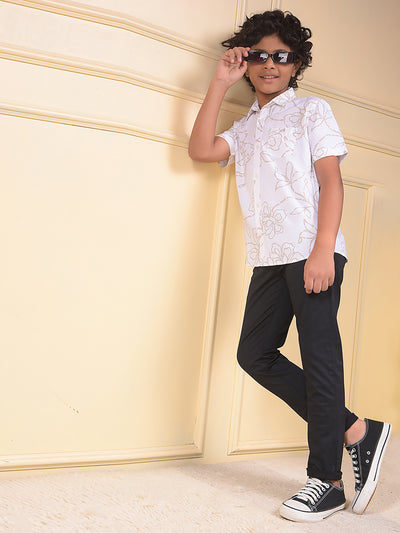 White Floral Print Shirt
