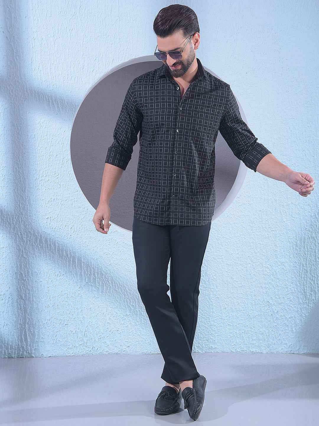 Black Printed 100% Cotton Shirt