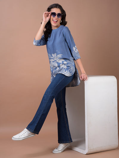 Blue Floral Print Top