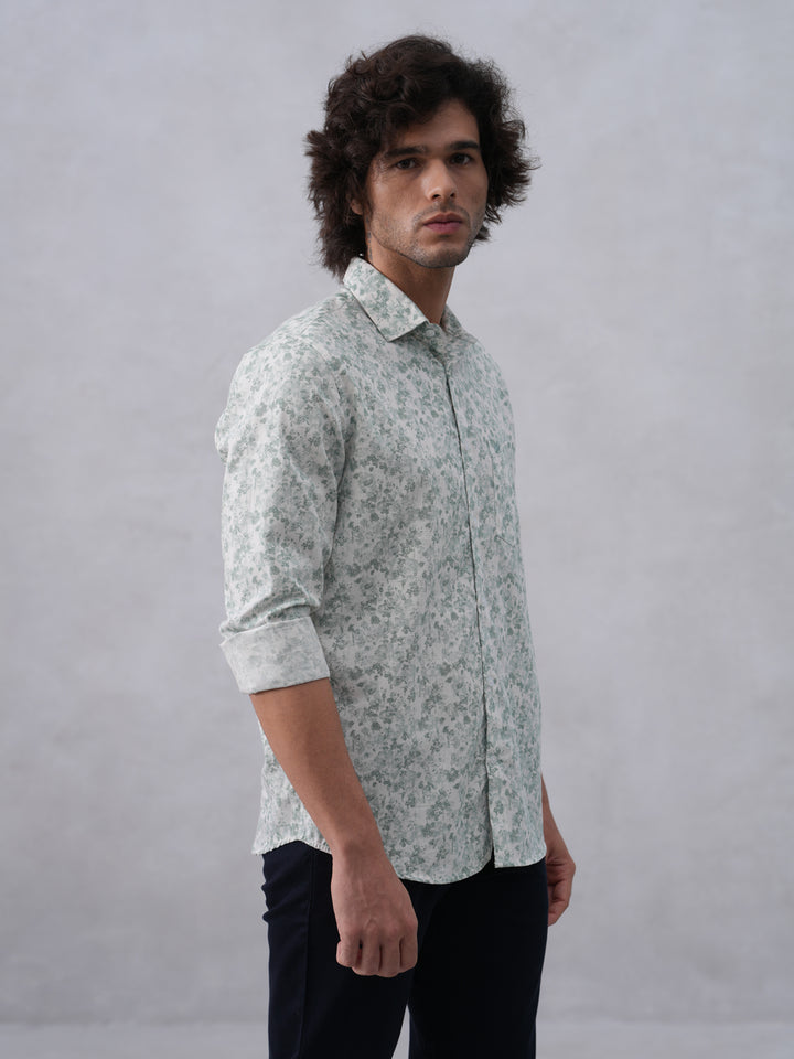 Green Floral Print Shirt