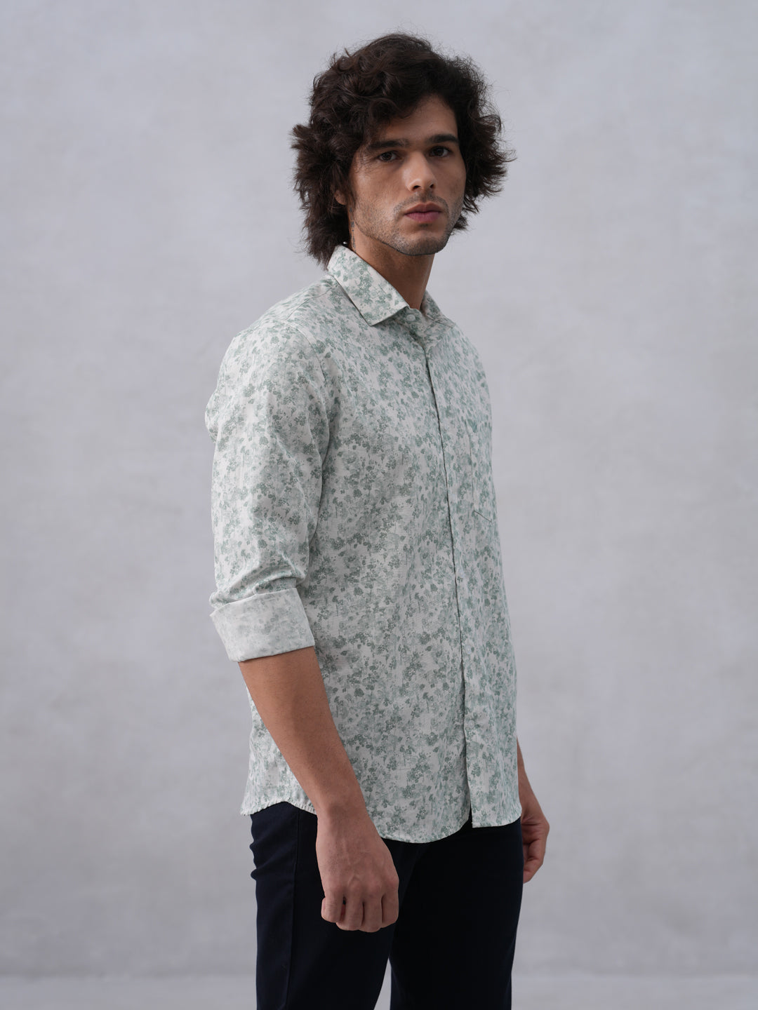 Green Floral Print Shirt