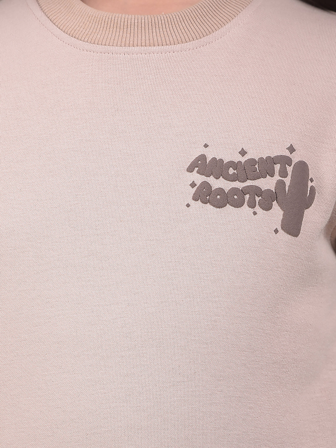 Minimal Beige Crewneck Sweatshir