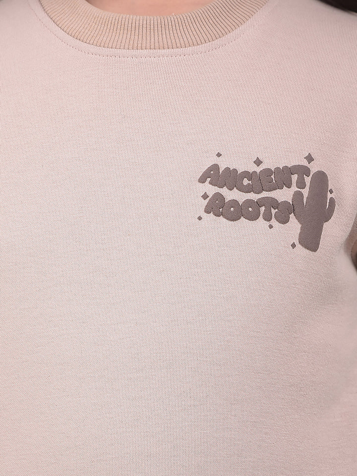 Minimal Beige Crewneck Sweatshir