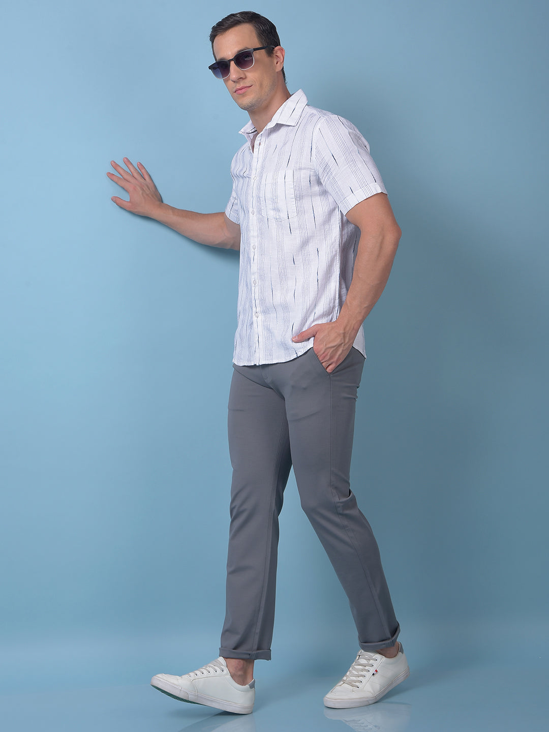 White Vertical Stripes 100% Cotton Shirt