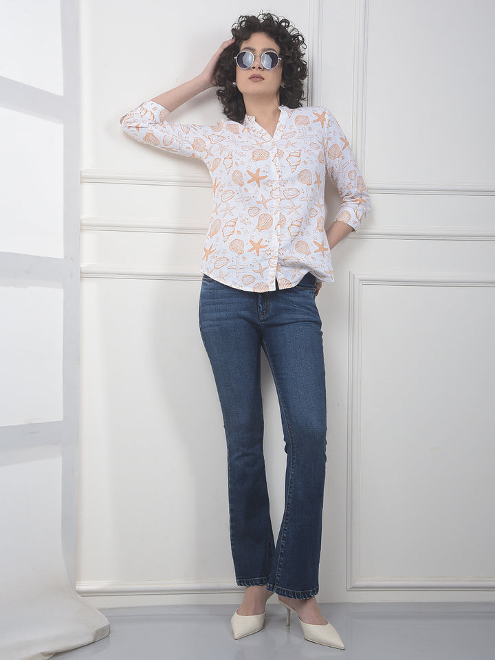 Peach Printed 100% Cotton Shirt