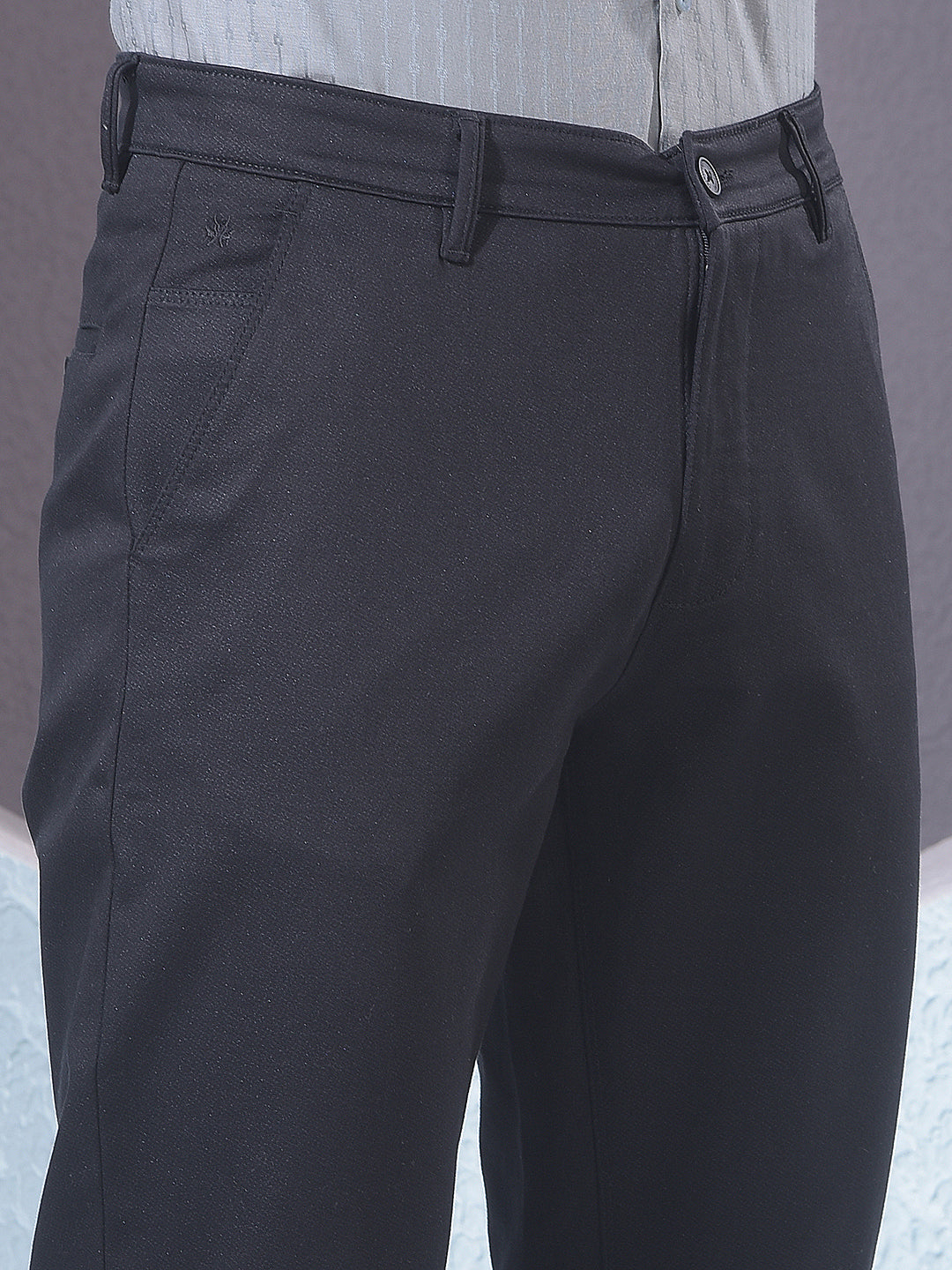 Black Printed Straight Trousers