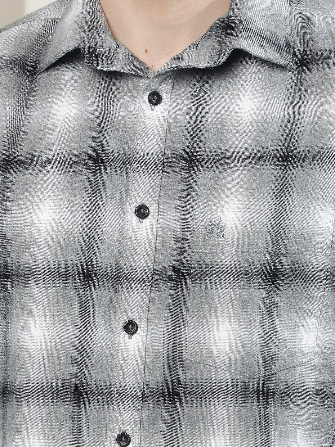 Grey Checked 100% Cotton Shirt