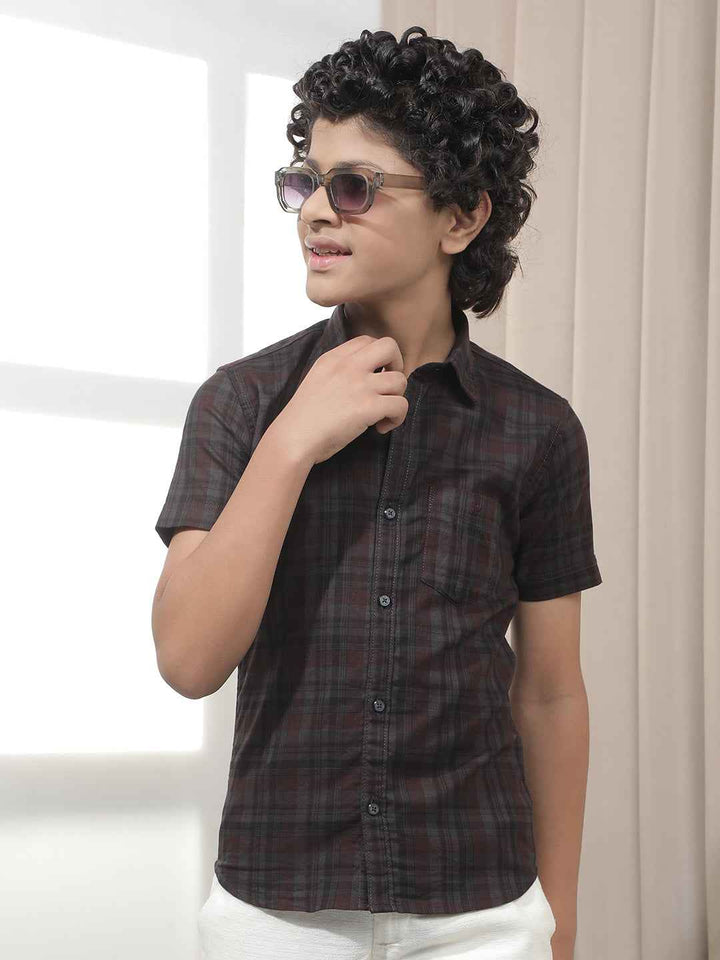 Wine Checked 100% Cotton Shirt