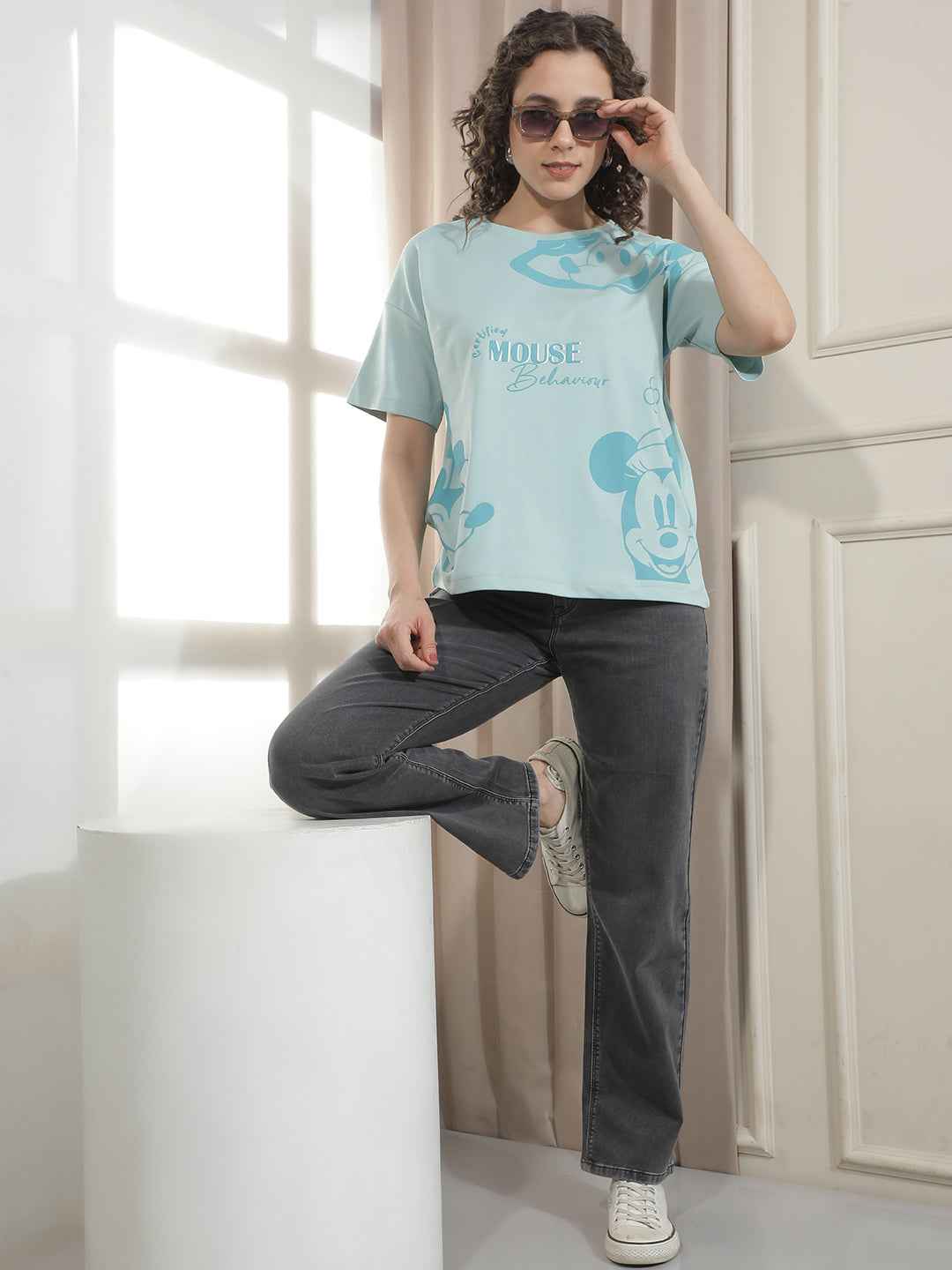 Blue Graphic Printed Oversize T-Shirt