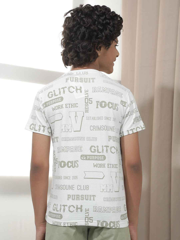 Olive Typographic Printed T-Shirt
