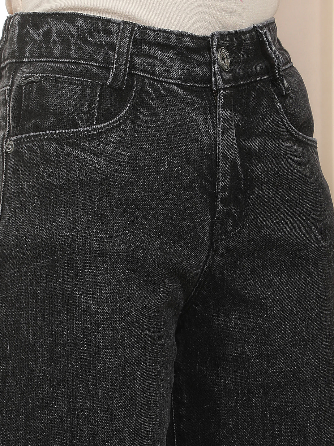 Black 100% cotton Barrel Jeans