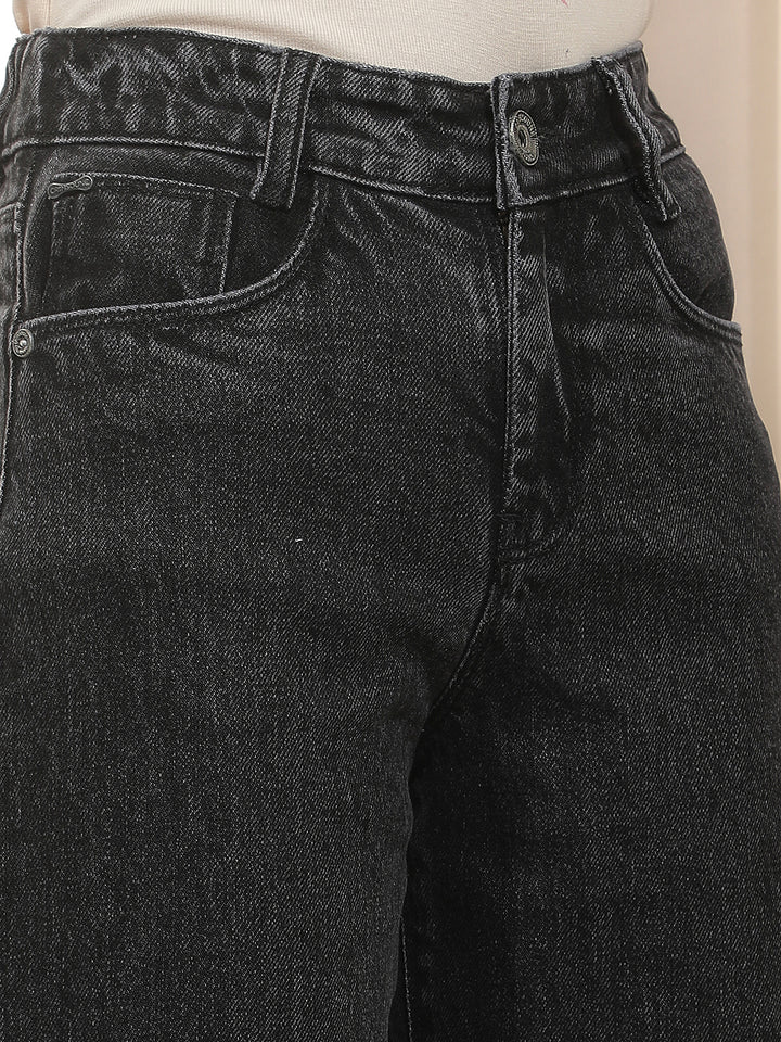 Black 100% cotton Barrel Jeans