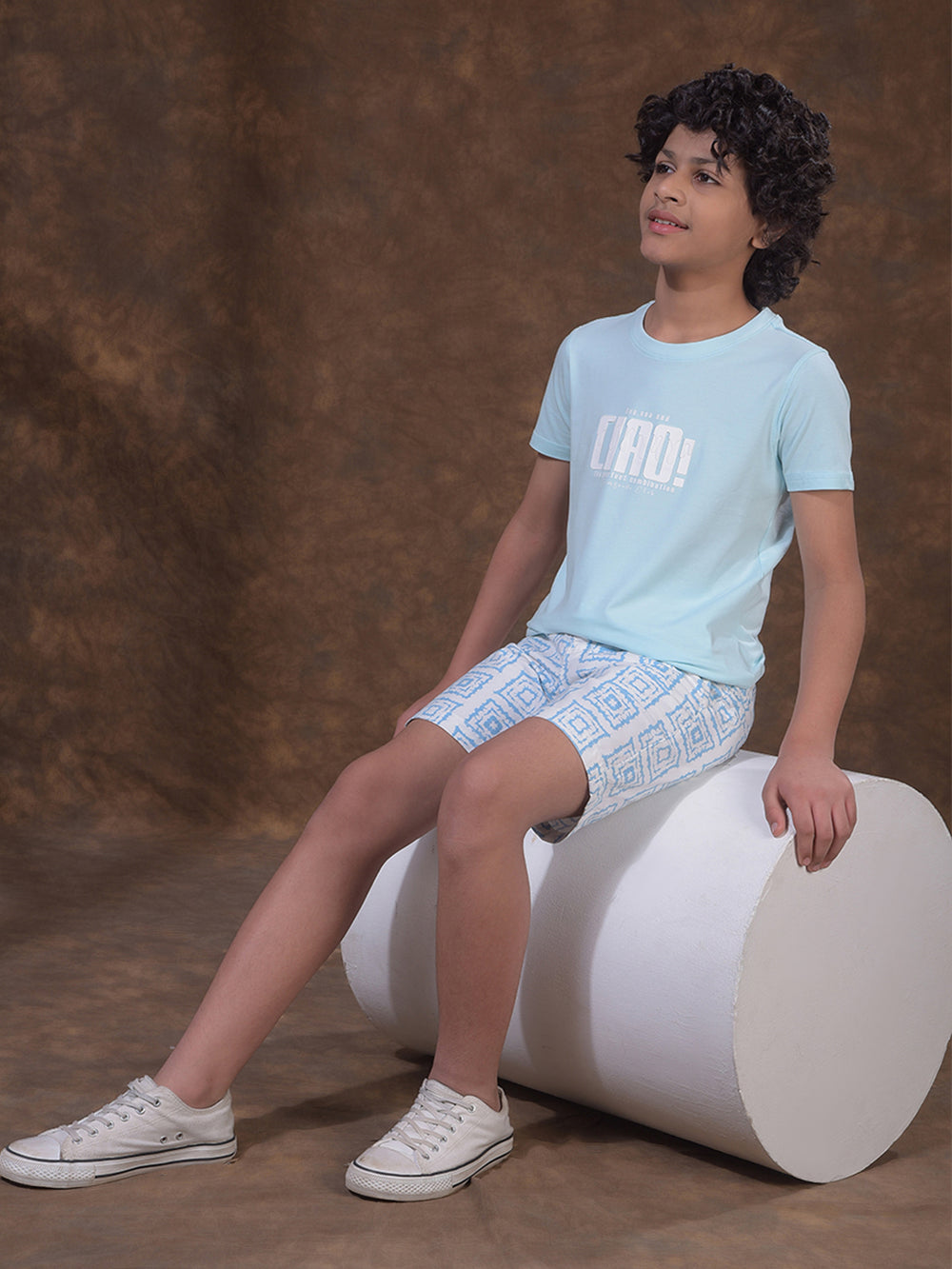 Blue Printed 100% Cotton Shorts