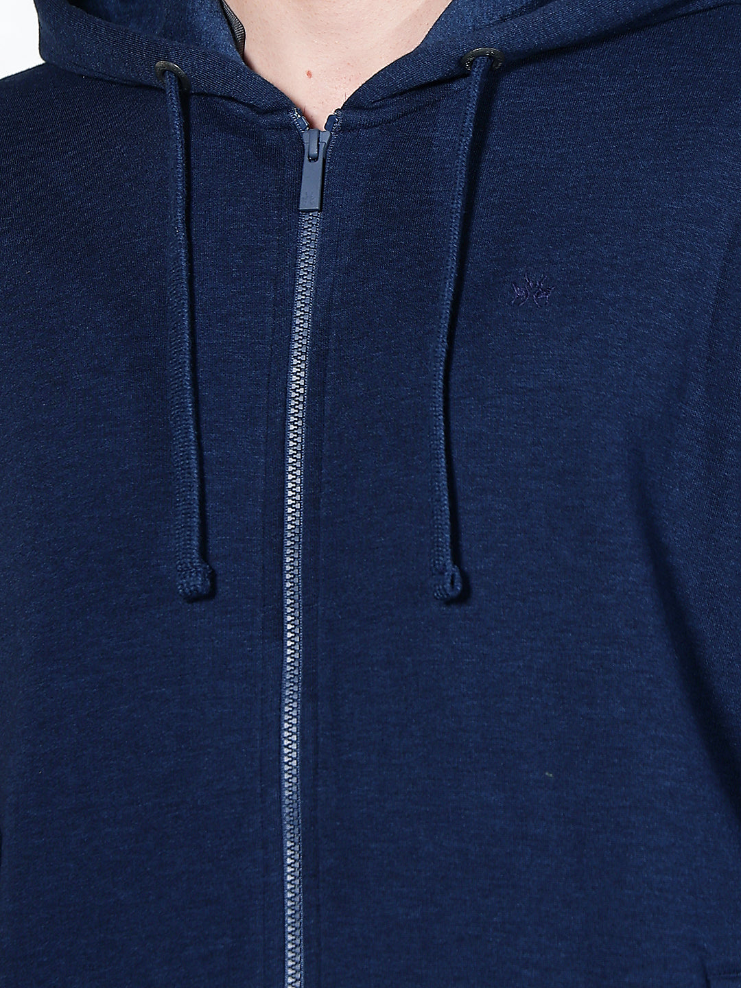Blue Hooded Neck Front Open Sweatshirt