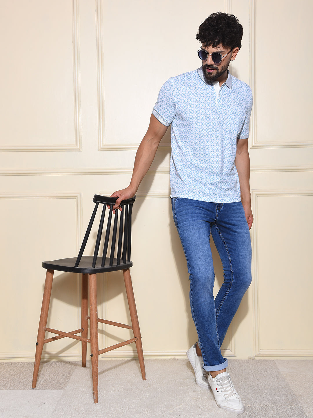 Mid-Wash Skinny Fit Blue Jeans